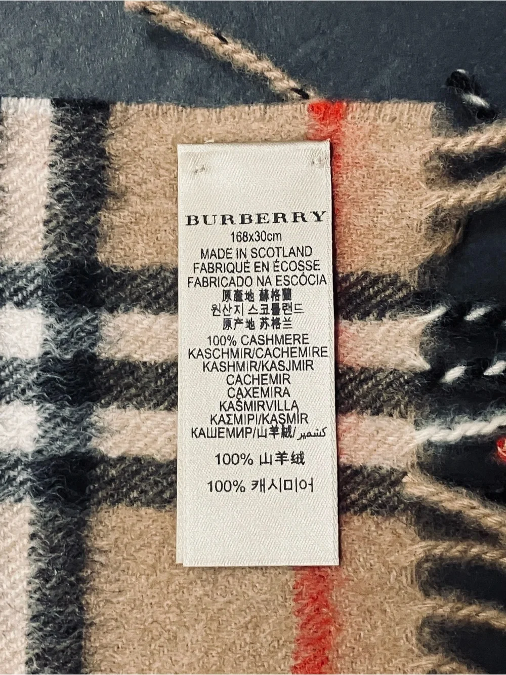 Classic Burberry Plaid Scarf in Beige, Black & Red